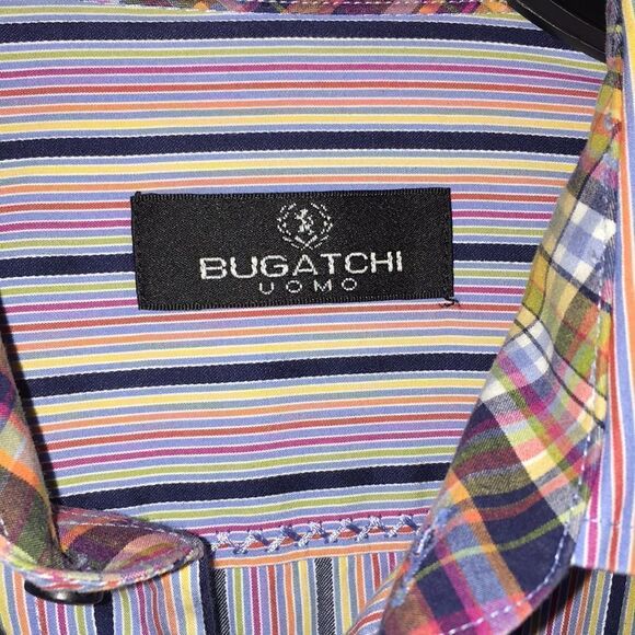 Amazing Rainbow Stripe Bugatchi Uomo Button shirt - Picture 3 of 3